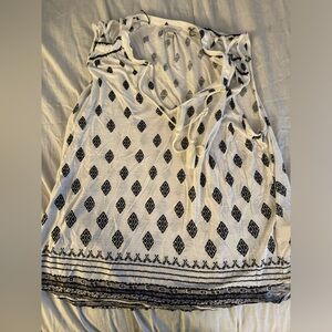 White and Black Tank Top Size XL Lucky Brand Crisscross Shoulder Details